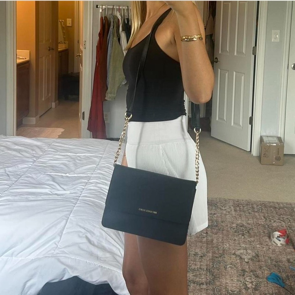 Michael Kors Black Crossbody Bag with Gold Accents